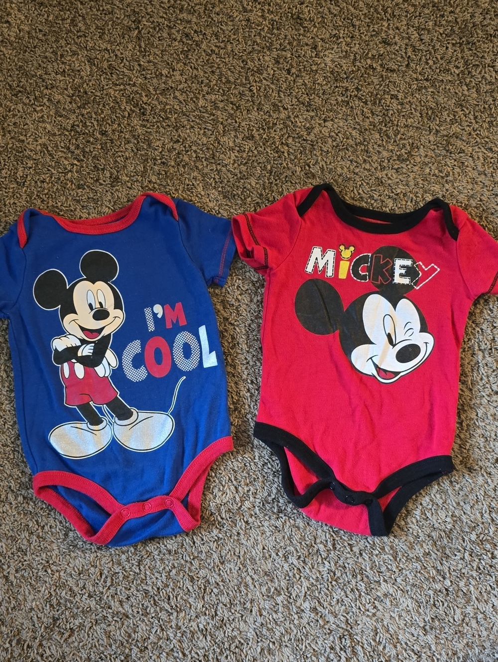3-6M Disney Mickey Mouse Bodysuit Duo - Blue & Red